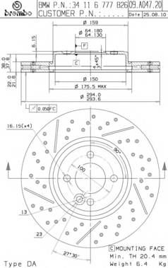 BREMBO 09.A047.21 Тормозной диск