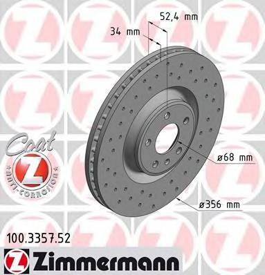 ZIMMERMANN 100.3357.52 Гальмівний диск