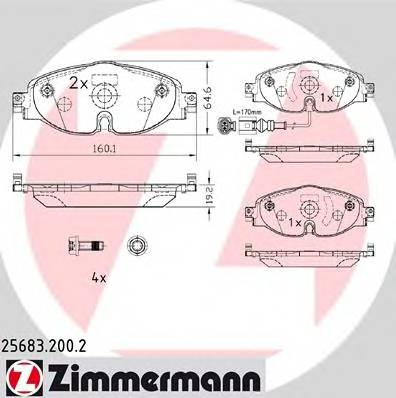 ZIMMERMANN 25683.200.2 Комплект гальмівних колодок,