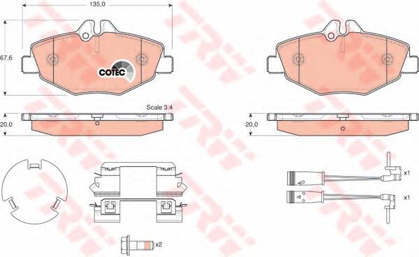 TRW GDB1542 Комплект гальмівних колодок,