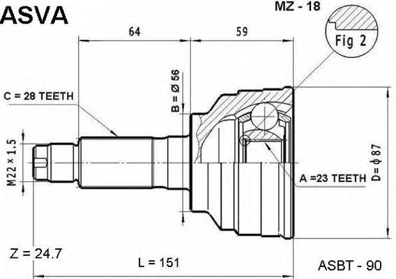 ASVA MZ18 ØÐÓÑ ÍÀÐÓÆÍÛÉ 23X56X28