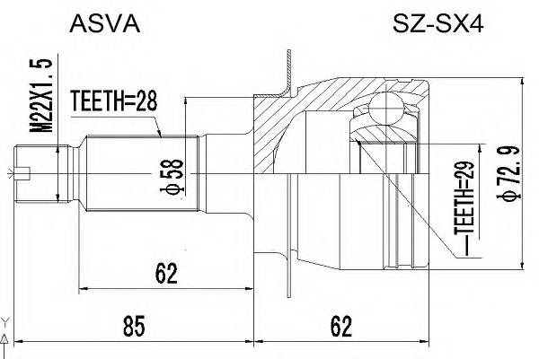 ASVA SZSX4 ØÐÓÑ ÍÀÐÓÆÍÛÉ 29X58X28