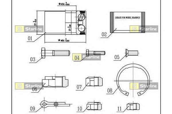 STARLINE LO 00593 Пiдшипник ступицi колеса