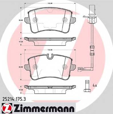 ZIMMERMANN 25214.175.3 Комплект гальмівних колодок,