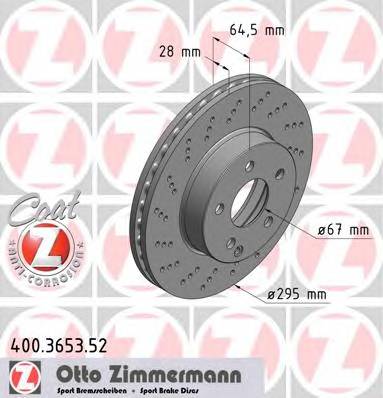 ZIMMERMANN 400.3653.52 Гальмівний диск