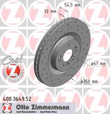 ZIMMERMANN 400.3649.52 Тормозной диск