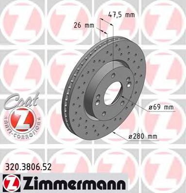 ZIMMERMANN 320.3806.52 Тормозной диск