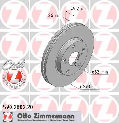 ZIMMERMANN 590.2802.20 Гальмівний диск