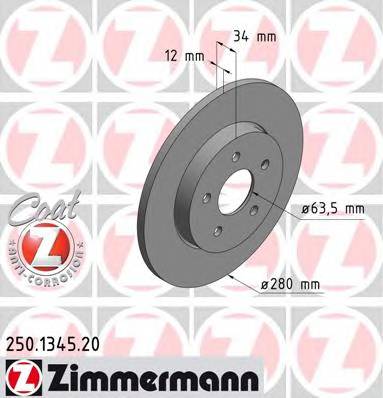 ZIMMERMANN 250.1345.20 Гальмівний диск