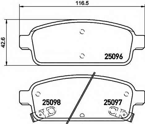 HELLA 8DB 355 015-221 Комплект тормозных колодок,