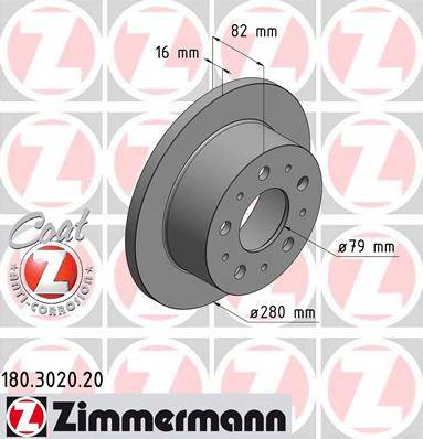 ZIMMERMANN 180302020 TARCZA HAMULC. FIAT