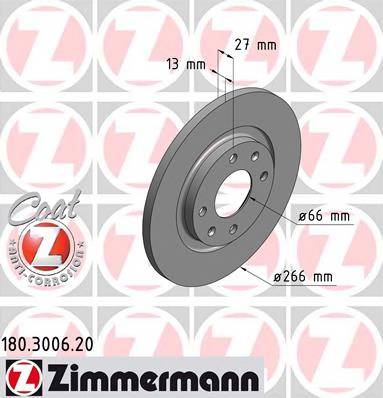 ZIMMERMANN 180300620 TARCZA HAMULC. PEUGEOT