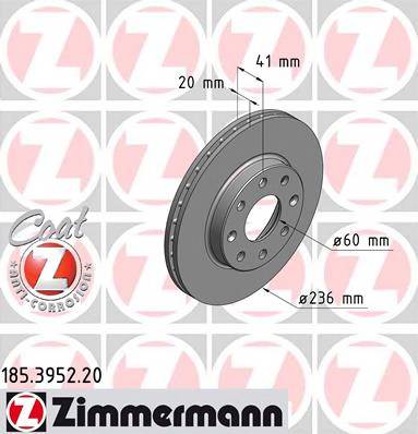 ZIMMERMANN 185395220 TARCZA HAMULC. DAEWOO