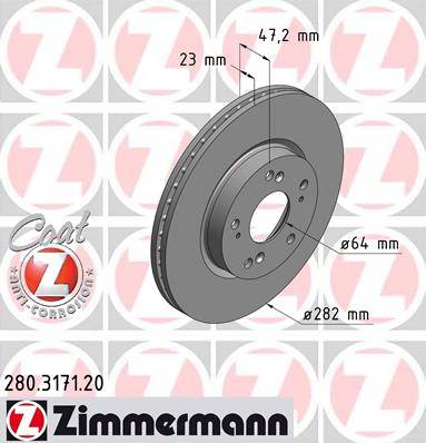 ZIMMERMANN 280317120 TARCZA HAMULC. HONDA