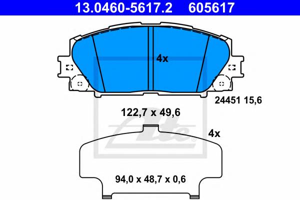 ATE 13.0460-5617.2 Комплект гальмівних колодок,