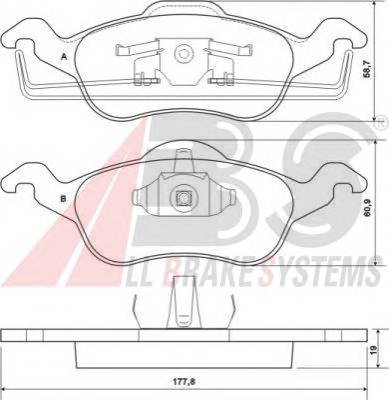 A.B.S. 37100 Комплект гальмівних колодок,