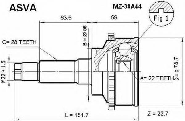 ASVA MZ38A44 ØÐÓÑ ÍÀÐÓÆÍÒÉ 22X56X28