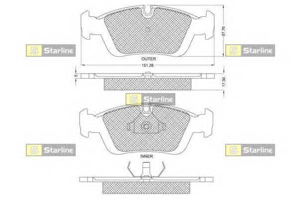 STARLINE BD S153 Гальмiвнi колодки, к-кт.