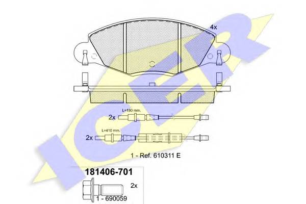 ICER 181406-701 Комплект тормозных колодок,