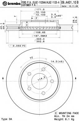 BREMBO 09A40111 TARCZA HAM. MAVERICK