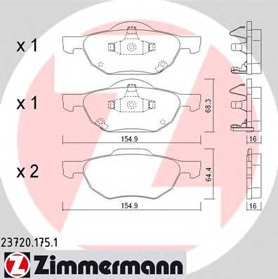 ZIMMERMANN 23720.175.1 Комплект тормозных колодок,