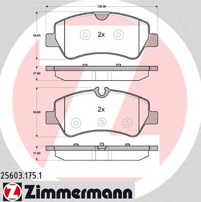 ZIMMERMANN 25603.175.1 Комплект гальмівних колодок,