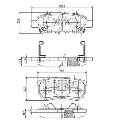 NIPPARTS N3615015 Комплект гальмівних колодок,