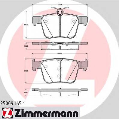 ZIMMERMANN 25009.165.1 Комплект гальмівних колодок,