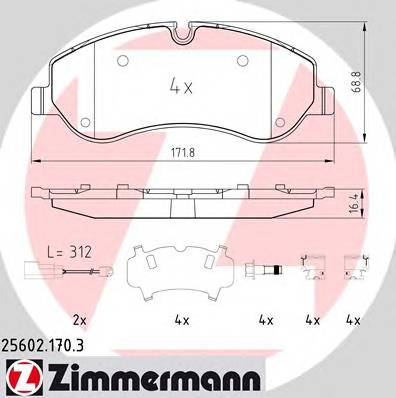 ZIMMERMANN 25602.170.3 Комплект гальмівних колодок,