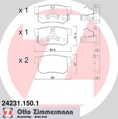 ZIMMERMANN 24231.150.1 Комплект гальмівних колодок,