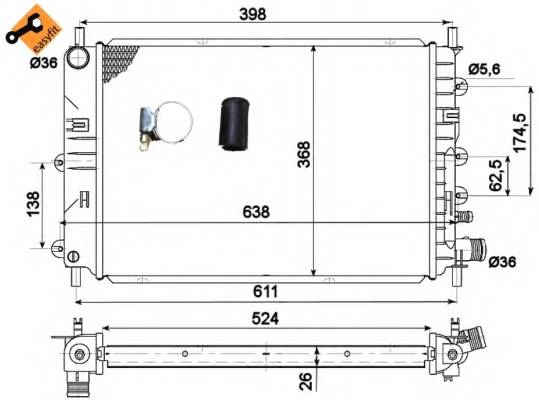 NRF 514436 Радіатор, охолодження двигуна