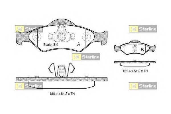 STARLINE BD S824P Гальмiвнi колодки, к-кт.