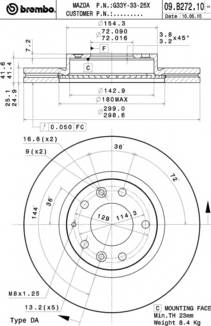 BREMBO 09.B272.10 Тормозной диск