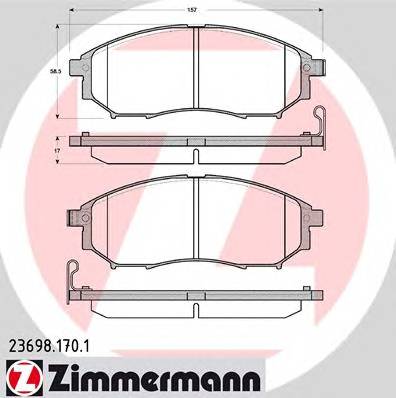 ZIMMERMANN 23698.170.1 Комплект гальмівних колодок,