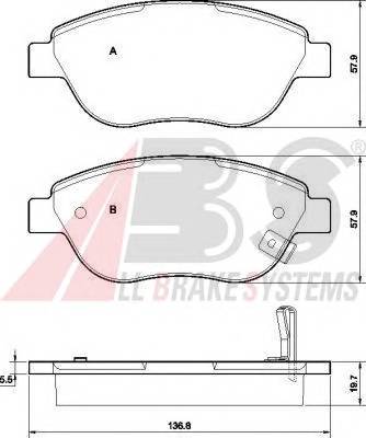 A.B.S. 37564 Комплект тормозных колодок,