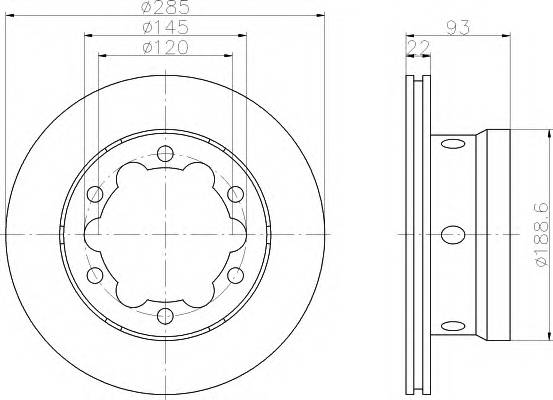 HELLA 8DD 355 105-811 Гальмівний диск