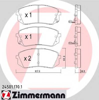 ZIMMERMANN 24501.170.1 Комплект гальмівних колодок,