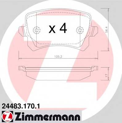 ZIMMERMANN 24483.170.1 Комплект тормозных колодок,