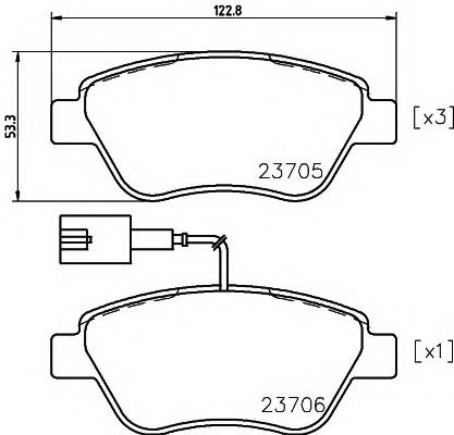 HELLA 8DB 355 018-821 Комплект тормозных колодок,