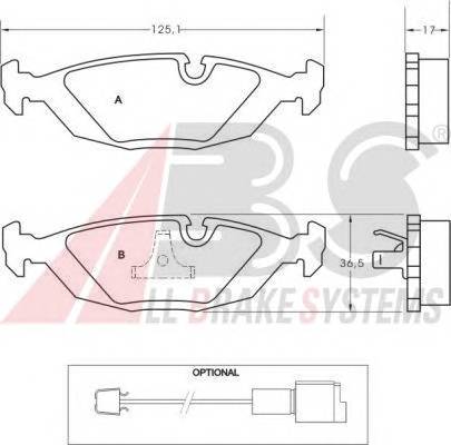 A.B.S. 36489 Комплект тормозных колодок,