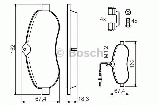 BOSCH 0 986 494 163 Комплект тормозных колодок,