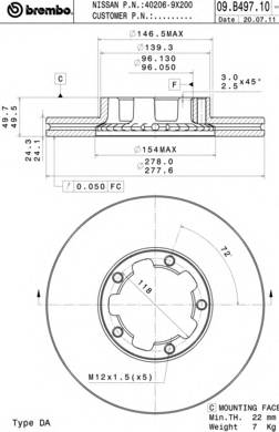 BREMBO 09.B497.10 Тормозной диск