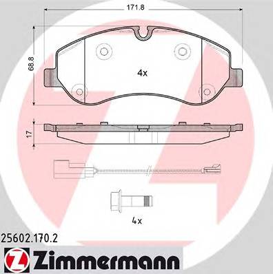 ZIMMERMANN 25602.170.2 Комплект гальмівних колодок,