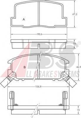 A.B.S. 36605 Комплект гальмівних колодок,