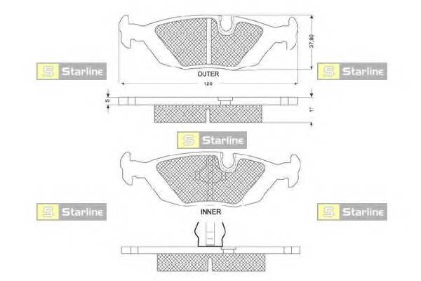 STARLINE BD S079 Гальмiвнi колодки, к-кт.