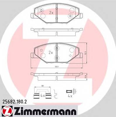 ZIMMERMANN 25682.180.2 Комплект гальмівних колодок,