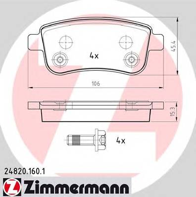 ZIMMERMANN 24820.160.1 Комплект тормозных колодок,