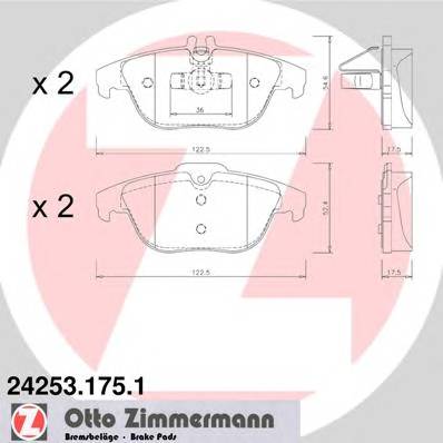 ZIMMERMANN 24253.175.1 Комплект гальмівних колодок,