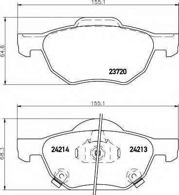 HELLA 8DB 355 010-831 Комплект гальмівних колодок,