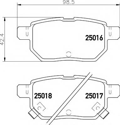 HELLA 8DB 355 014-991 Комплект тормозных колодок,